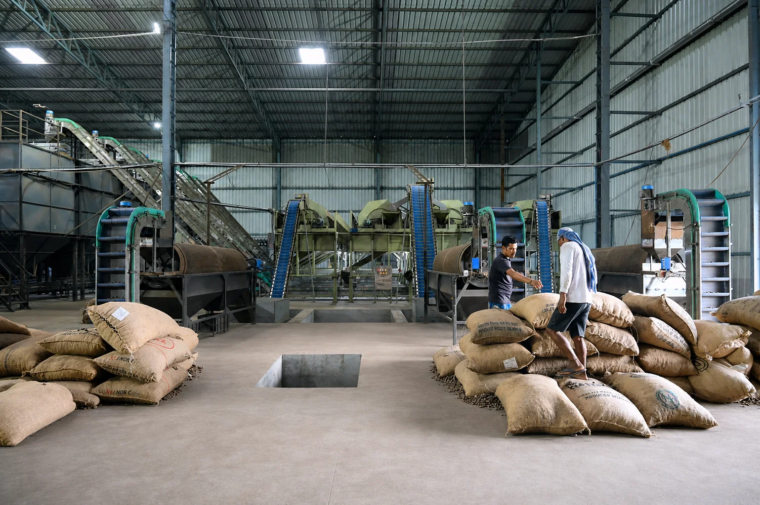 Satyam team members working inside the processing facility